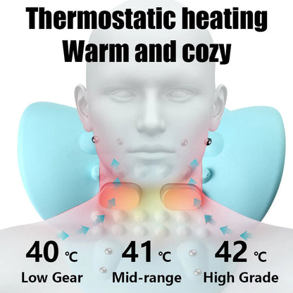 Unisex neck stretcher & cervical massager with heat therapy, EMS pulse for comprehensive neck care & relief.