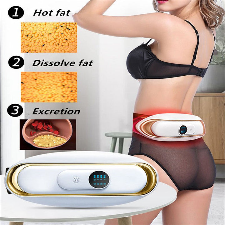Rechargeable electric waist massager with powerful vibration massage. Portable device for slimming, toning & wellness.