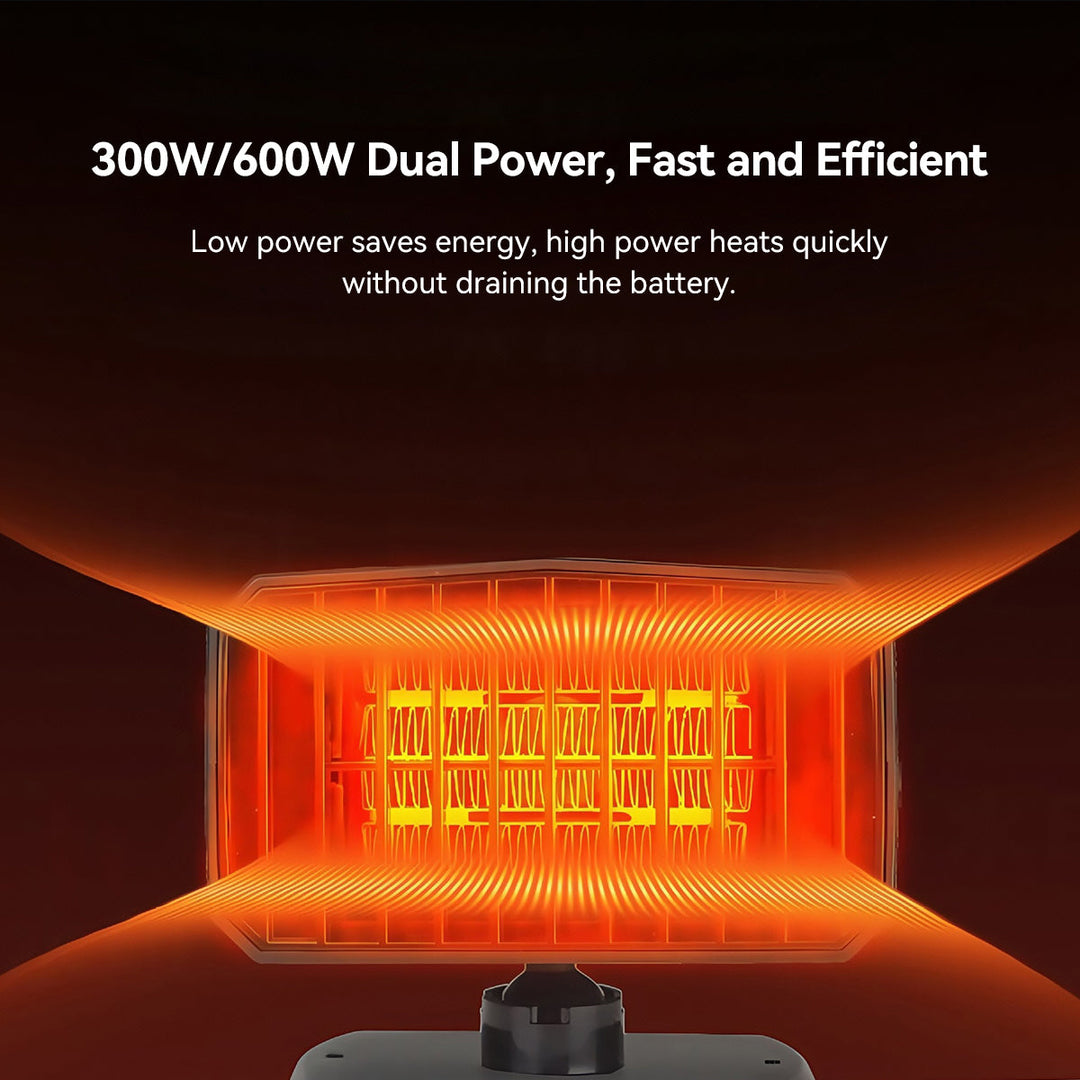 Portable 12V trike heater, essential car accessory for electric vehicle defroster.