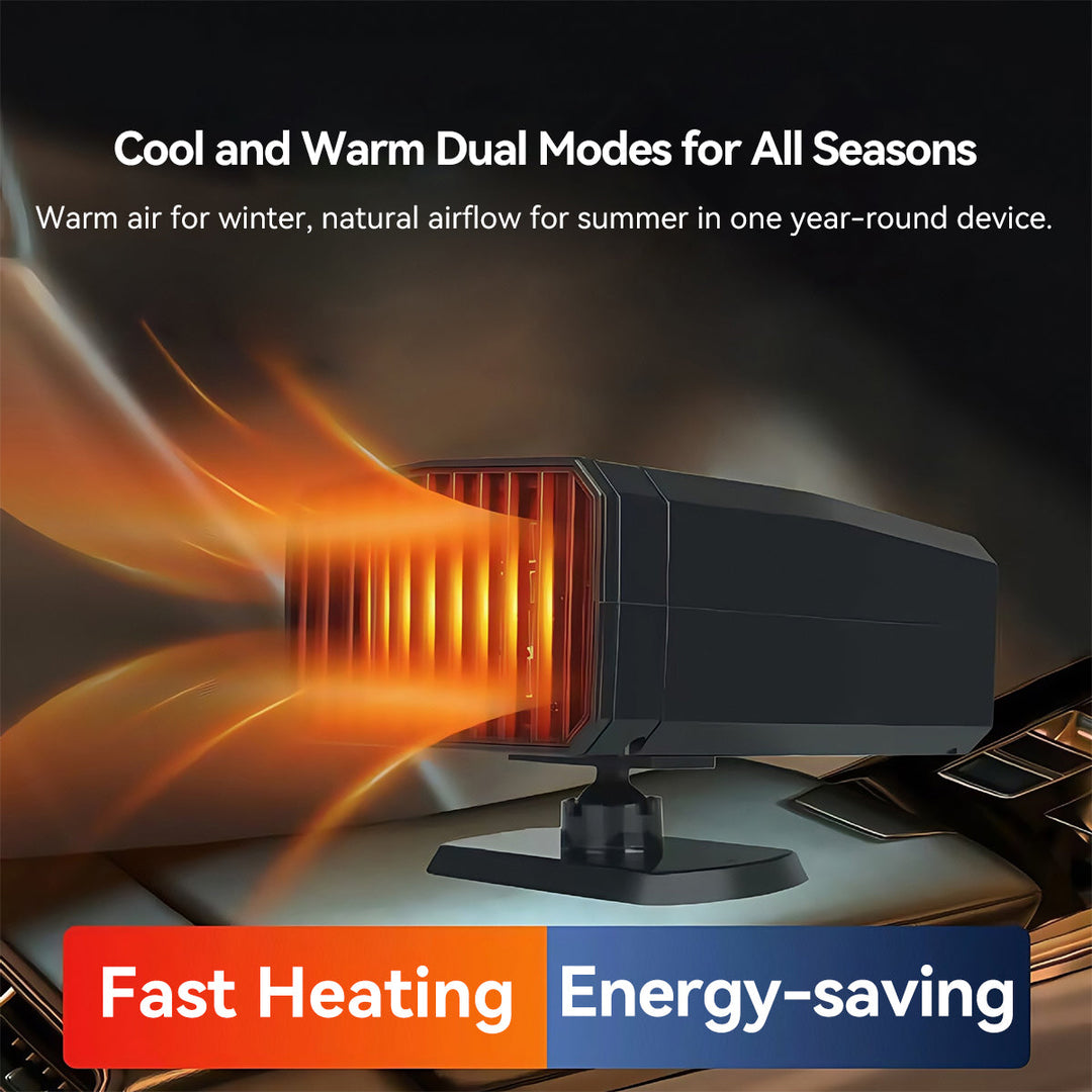 Electric quadricycle heater, providing warmth and clear view in cold weather.