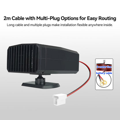 Side view of the electric vehicle heater, suitable for trikes and quadricycles.