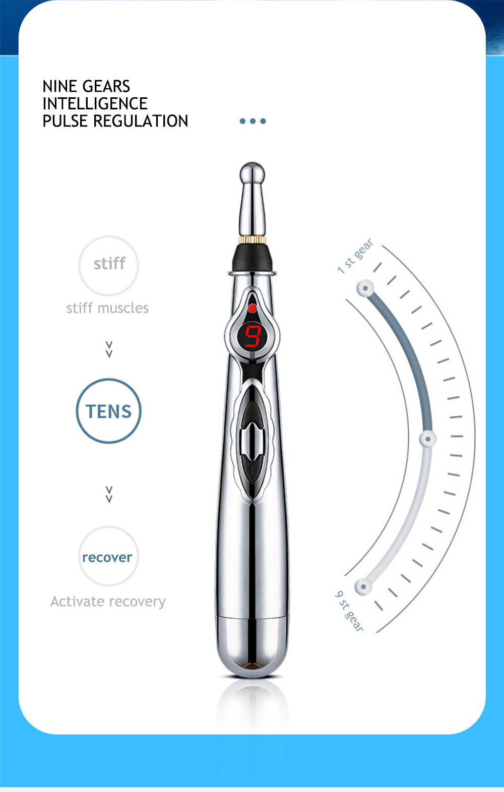 Unisex electronic acupuncture pen. Muscle relaxation & targeted pain relief with meridian therapy.