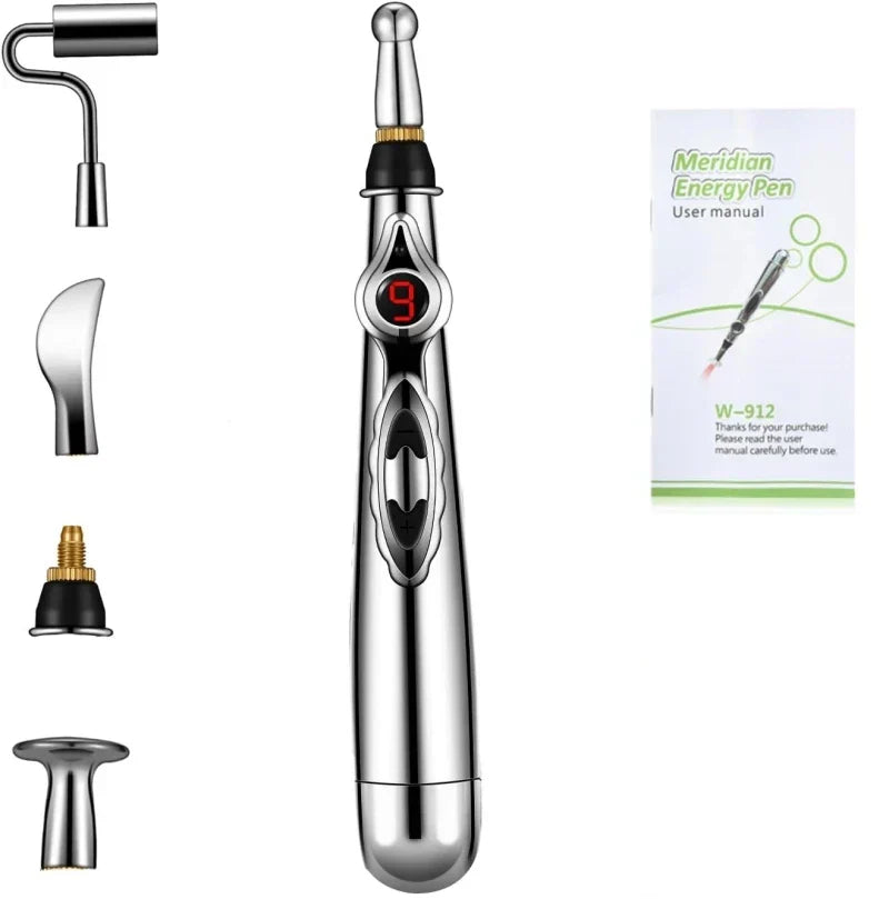 Electronic acupuncture pen for deep muscle pain relief. Unisex meridian therapy tool.