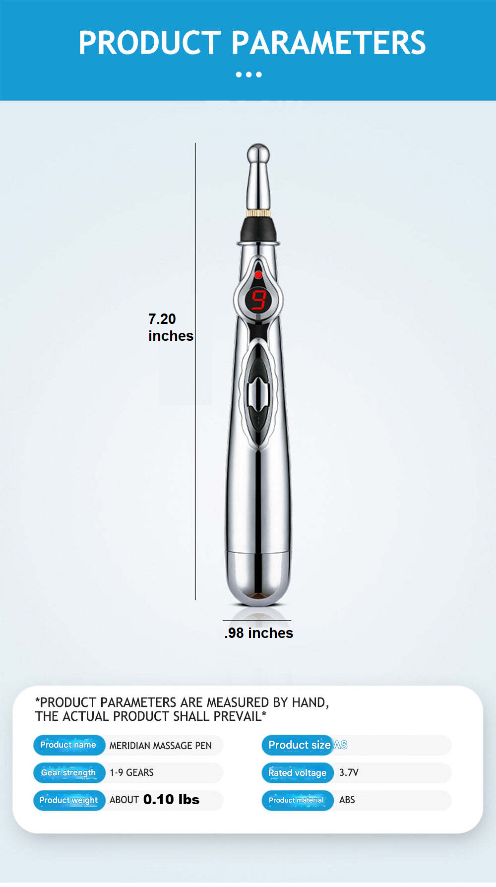 Stress reducer electronic acupuncture pen. Portable massager for muscle relaxation & pain relief.