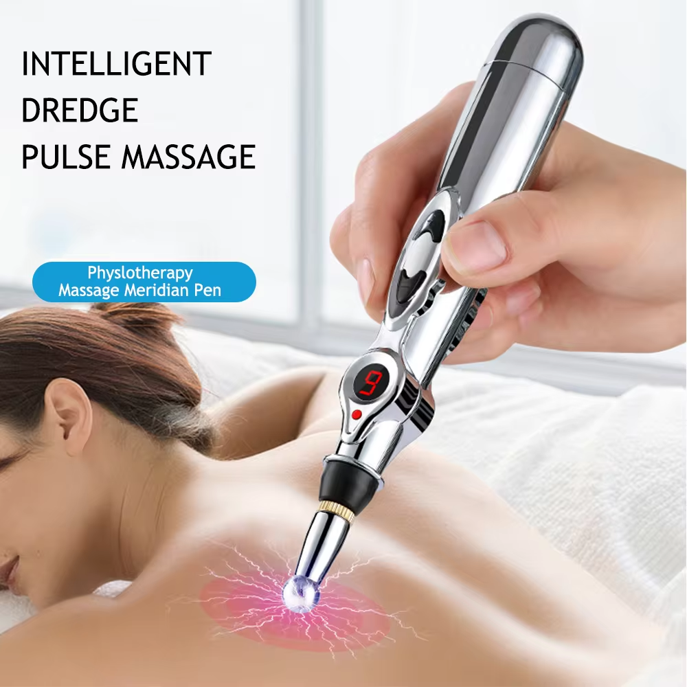 Portable electronic acupuncture pen. Unisex device for muscle relaxation & pain relief therapy.