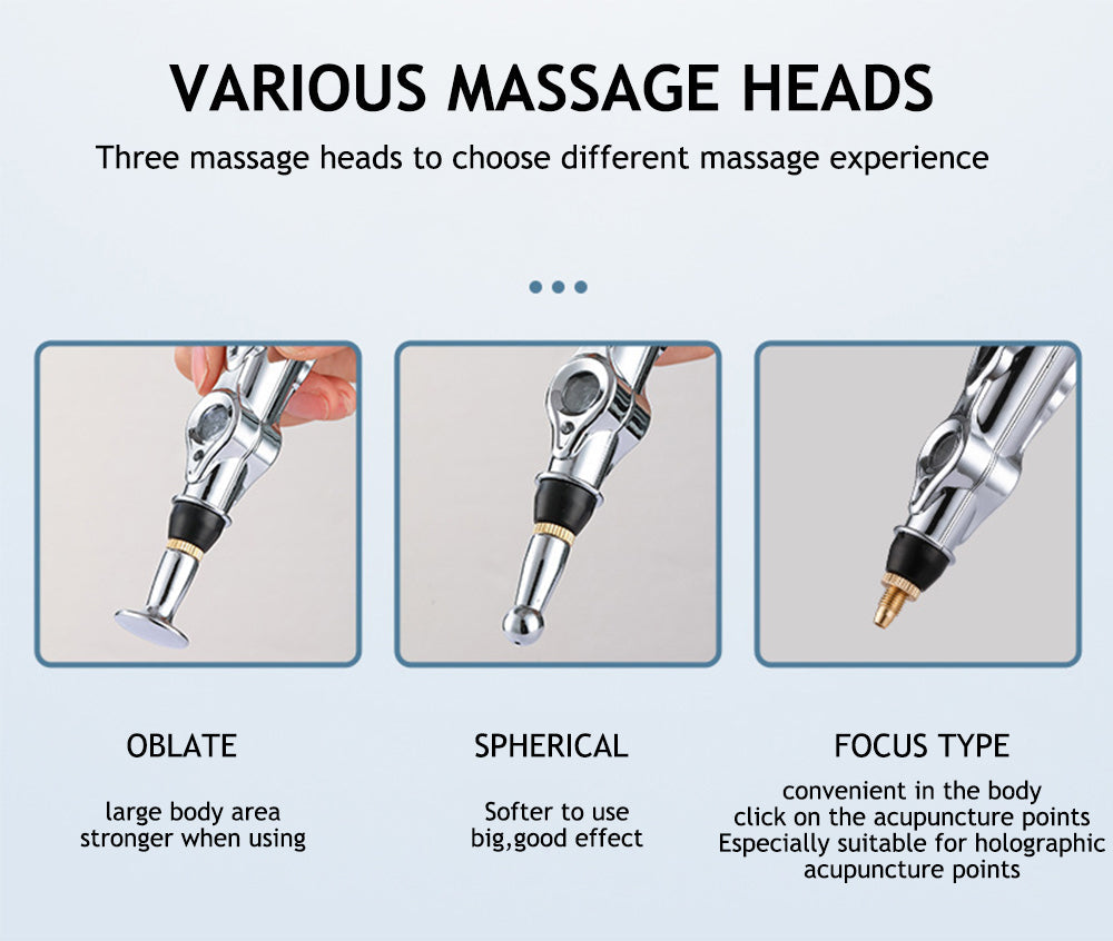 Electronic acupuncture pen. Targeted pain relief, muscle relaxation, and meridian therapy device.