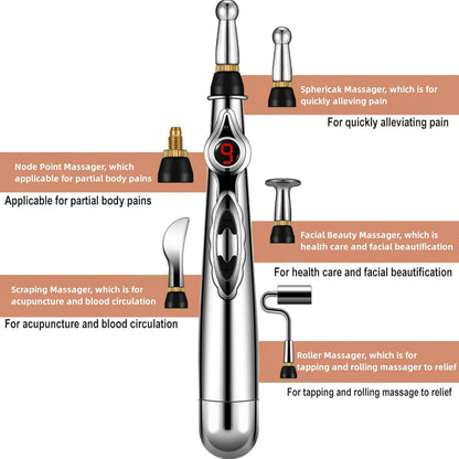 Portable electronic massager pen for unisex muscle pain relief. Acupuncture & stress reducer.