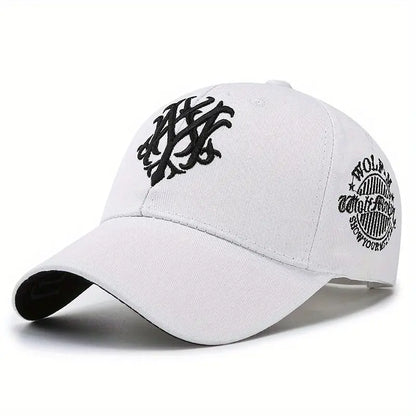 Classic cotton baseball cap, unisex design, intricate embroidery, adjustable for a perfect fit, stylish headwear.