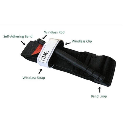 Durable outdoor gear: a tactical tourniquet designed for reliability in emergency situations and combat.