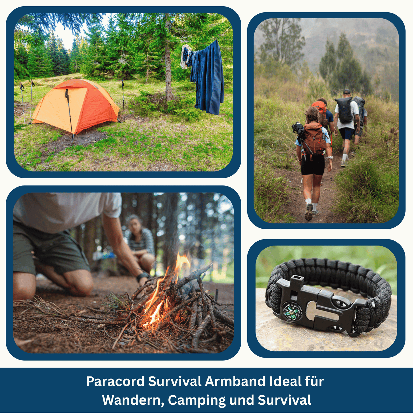 Durable paracord survival bracelet, a unisex emergency tool for hiking & camping preparedness