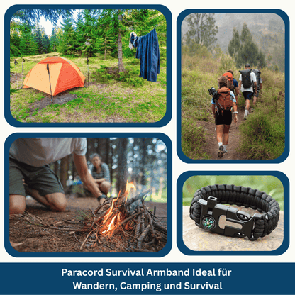 Durable paracord survival bracelet, a unisex emergency tool for hiking & camping preparedness