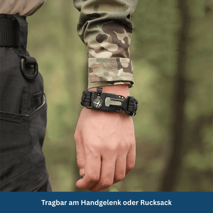 Unisex black paracord survival bracelet with buckle, ideal survival gear for camping and emergencies