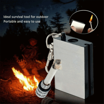 Unisex emergency flint match lighter showing robust metal construction, a reliable fire starter