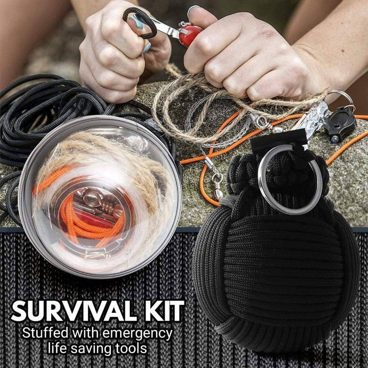Unisex Emergency Survival Kit Paracord Ball Gear with compass for outdoor adventure & preparedness