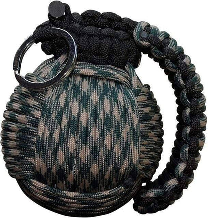 Close-up of a survival kit paracord ball for camping, hiking, and bushcraft tactical equipment