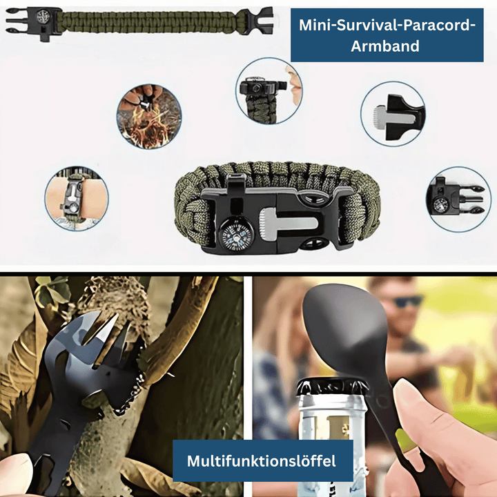Portable unisex survival kit for camping, hiking, and essential emergency preparedness