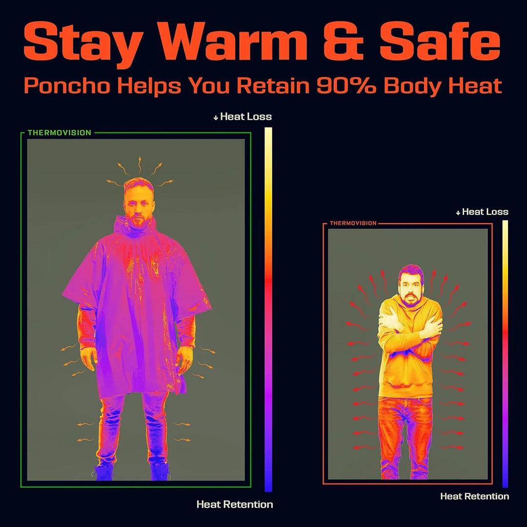 Close-up of the waterproof fabric of a silver emergency thermal poncho, rain protection