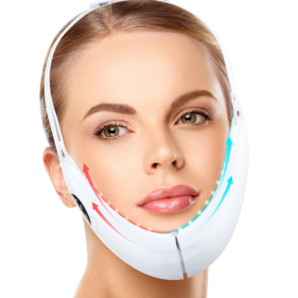 Unisex EMS & LED face sculpting device for skin tightening, anti-aging, and double chin removal.