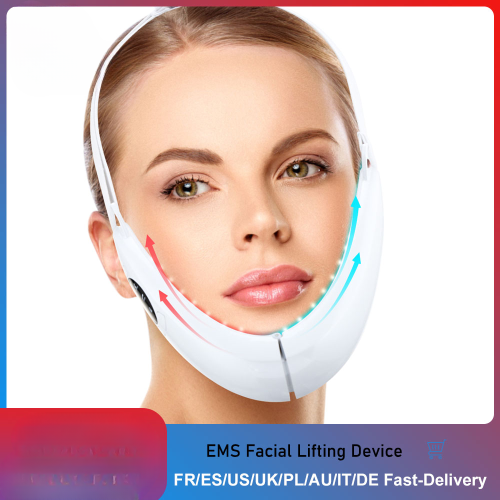 EMS facial toner with LED therapy for chin, neck, and jawline sculpting, unisex design.