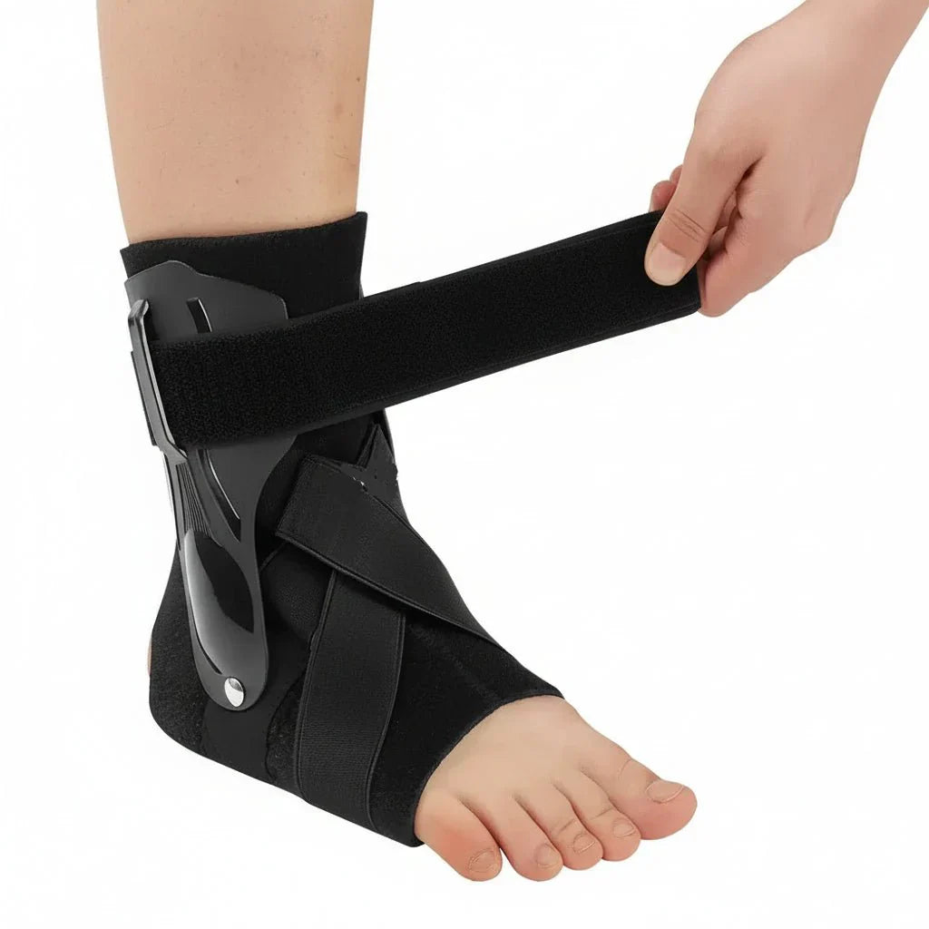 Unisex ergonomic ankle support. Double stabilizers for joint stability, sports, and athletic recovery.