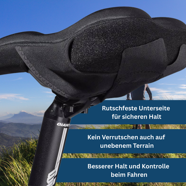 Cycling accessory: ergonomic bicycle saddle cover with non-slip base.
