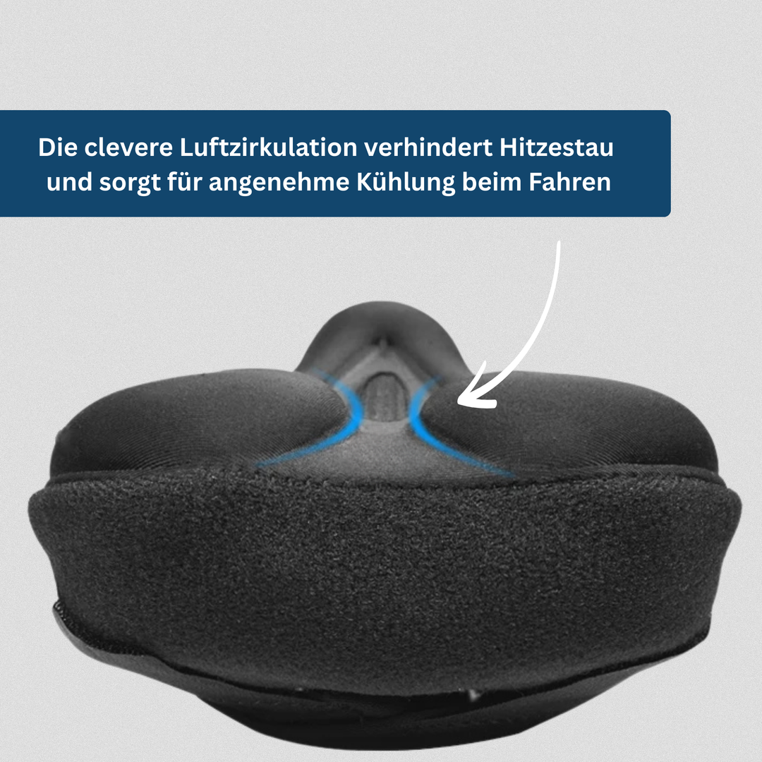 Comfort-enhancing ergonomic bicycle saddle cover, easy to install on most bikes.