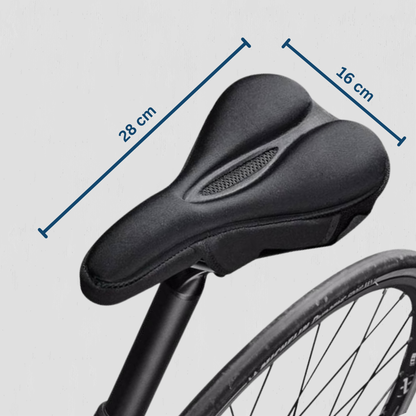 Ergonomic bicycle saddle cover designed for cyclists seeking extra comfort.
