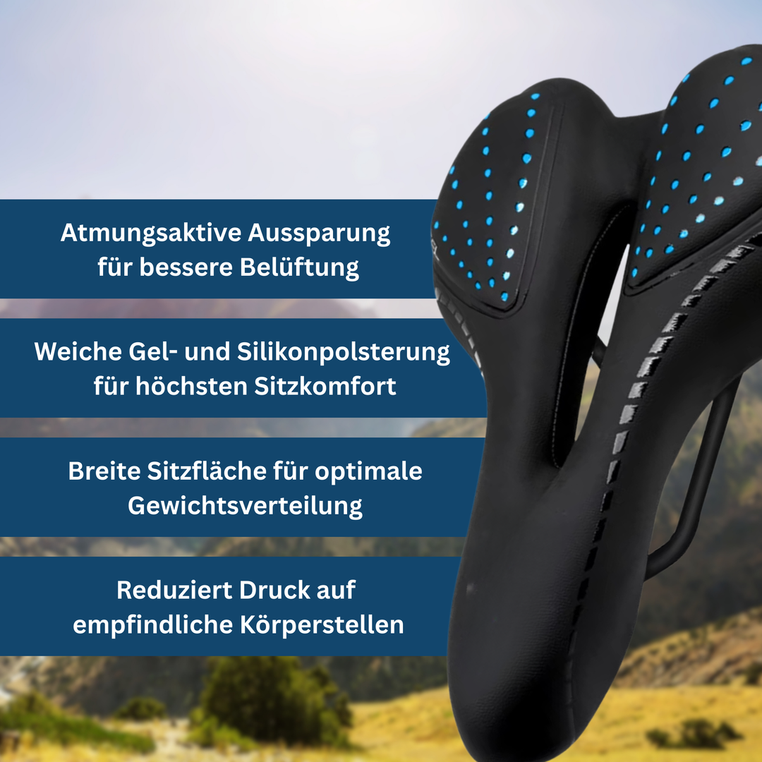 Cycling seat, black, ergonomic design for pressure relief, suitable for men and women