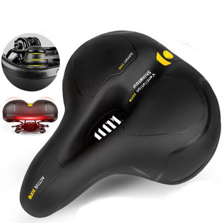 Bicycle accessory: black ergonomic comfort bike saddle, unisex fit
