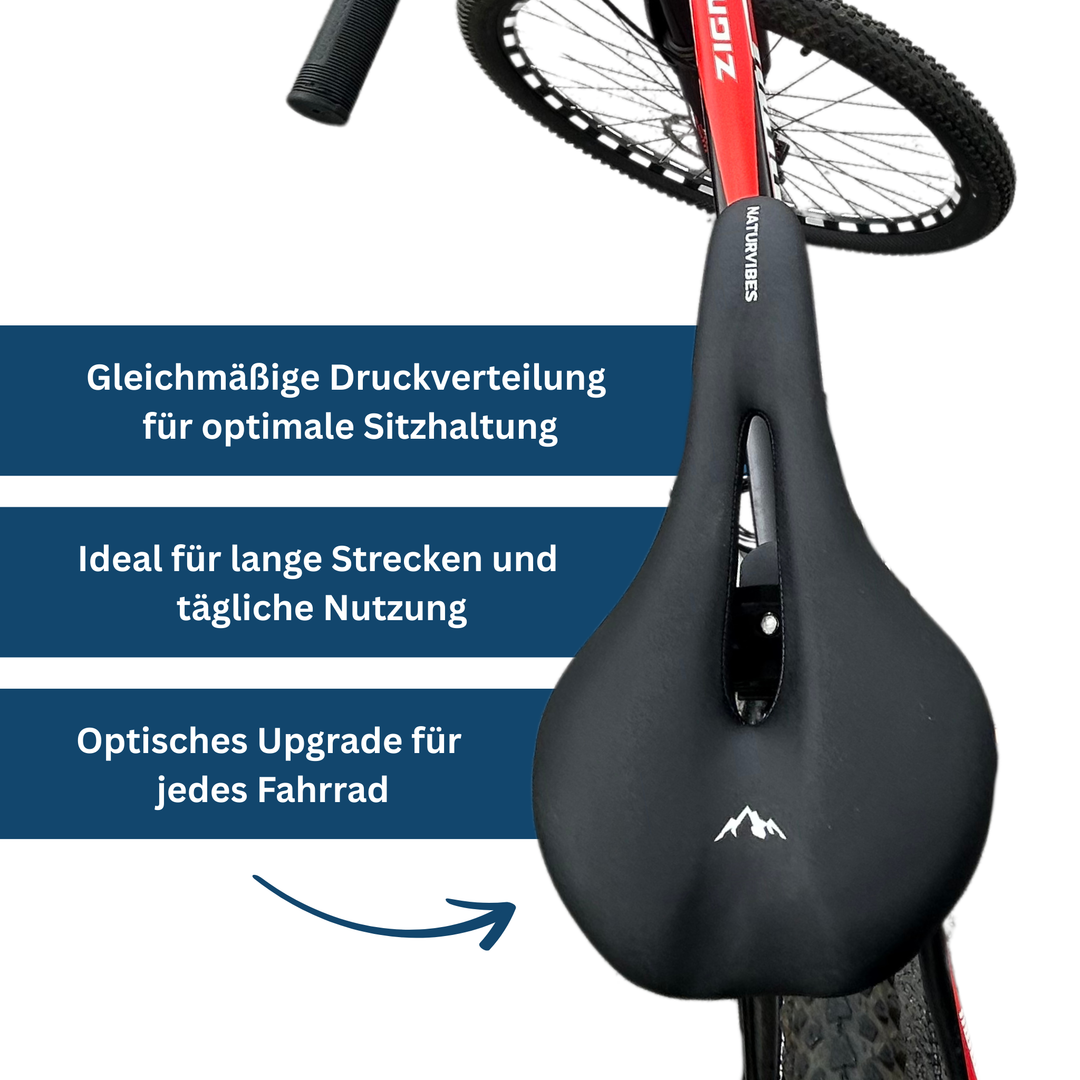 Ergonomic unisex cycling seat, black durable bicycle saddle for road and mountain bikes
