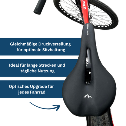 Ergonomic unisex cycling seat, black durable bicycle saddle for road and mountain bikes