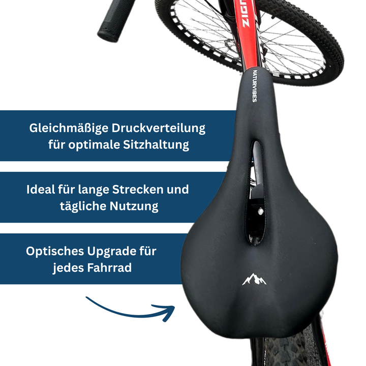 Ergonomic unisex cycling seat, black durable bicycle saddle for road and mountain bikes