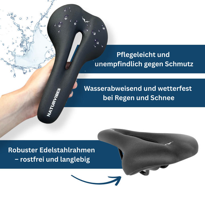 Angled view of a unisex bike saddle, designed for ergonomic comfort on road or MTB