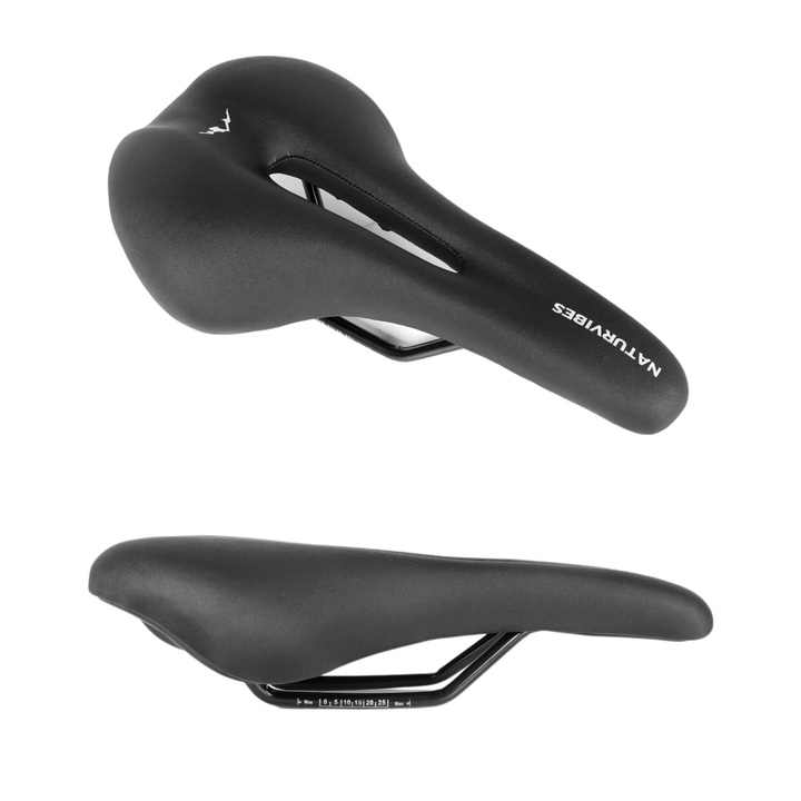 Top view of a comfortable ergonomic bicycle seat, a versatile cycling accessory for any bike