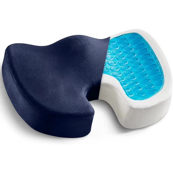 Coccyx & back pain relief gel memory foam cushion for car seats & home office.
