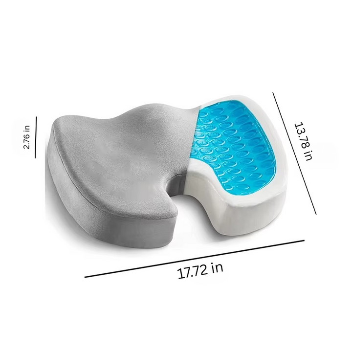 Ergonomic gel memory foam seat pad for sciatica & coccyx pain relief. Non-slip office chair cushion.