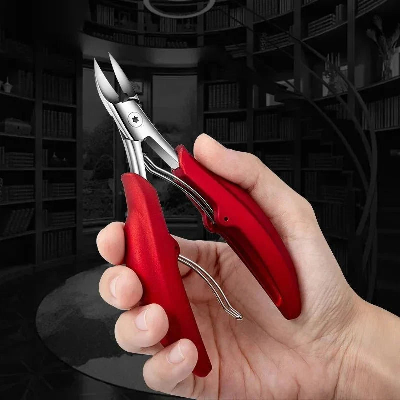 Ergonomic toenail scissors with comfortable grip for thick & ingrown nails. Stainless steel precision foot care tool.