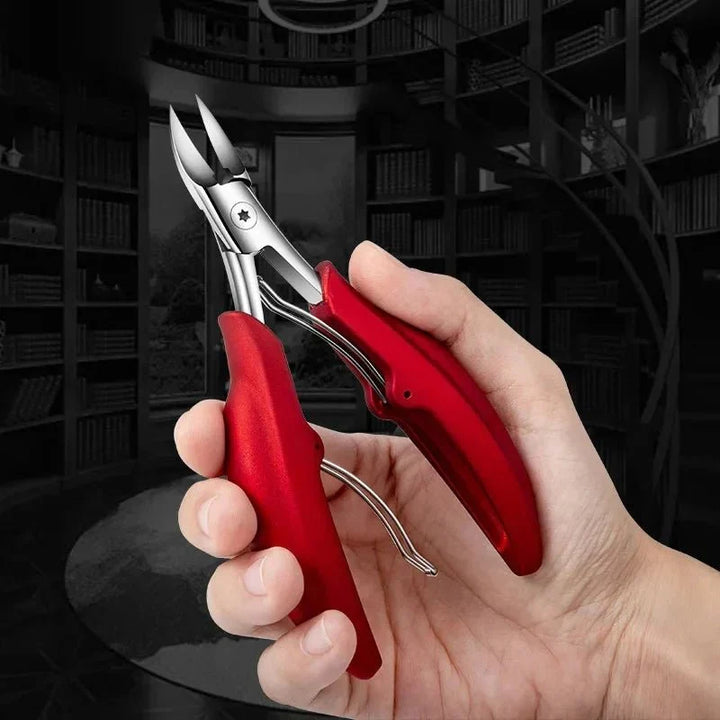 Ergonomic toenail scissors with comfortable grip for thick & ingrown nails. Stainless steel precision foot care tool.