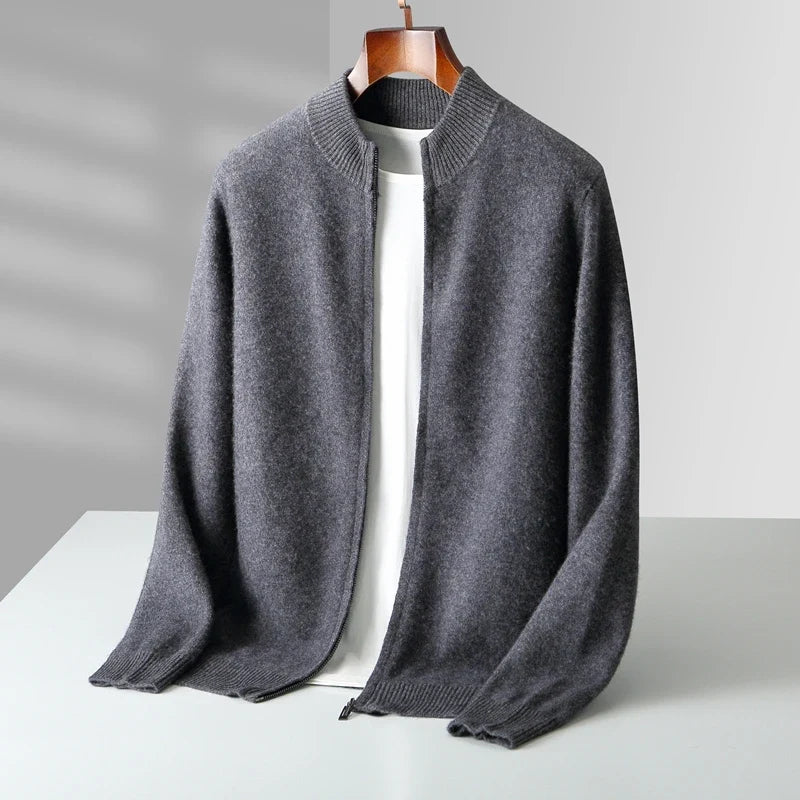 Structured Essence Zip Jacket. Warm, sleek outerwear, ideal for everyday wear.