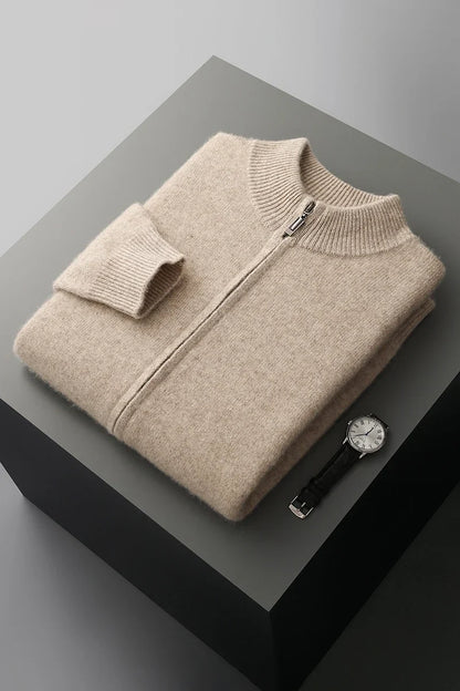 Warm and comfortable Essence Zip Jacket, ideal for versatile layering. Sleek, structured outerwear.