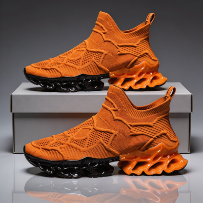 Unisex everyday comfort walking shoes in vibrant orange & red, perfect for casual & active daily wear.