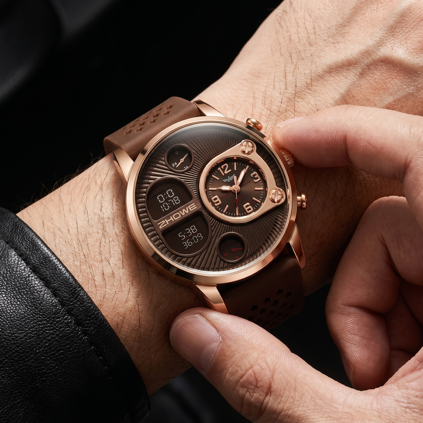 Close-up of a lightweight unisex minimalist watch, highlighting its durable silicone strap and quartz movement.