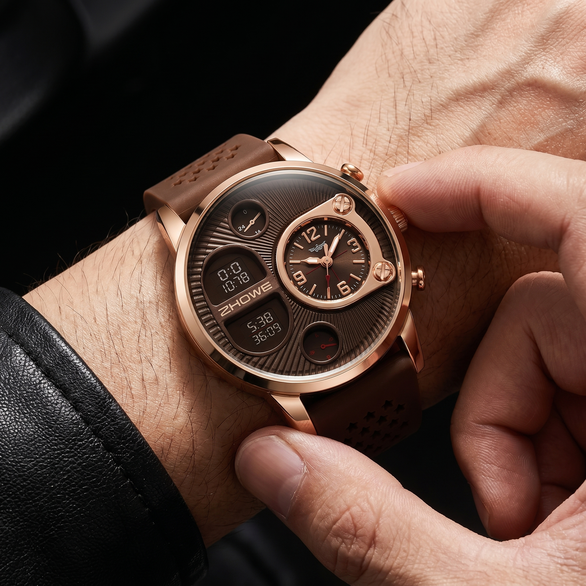 Close-up of a lightweight unisex minimalist watch, highlighting its durable silicone strap and quartz movement.