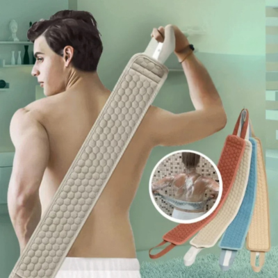 Unisex exfoliating back scrubber for a deep clean in the shower, promoting smooth, healthy skin. Ideal bath accessory.
