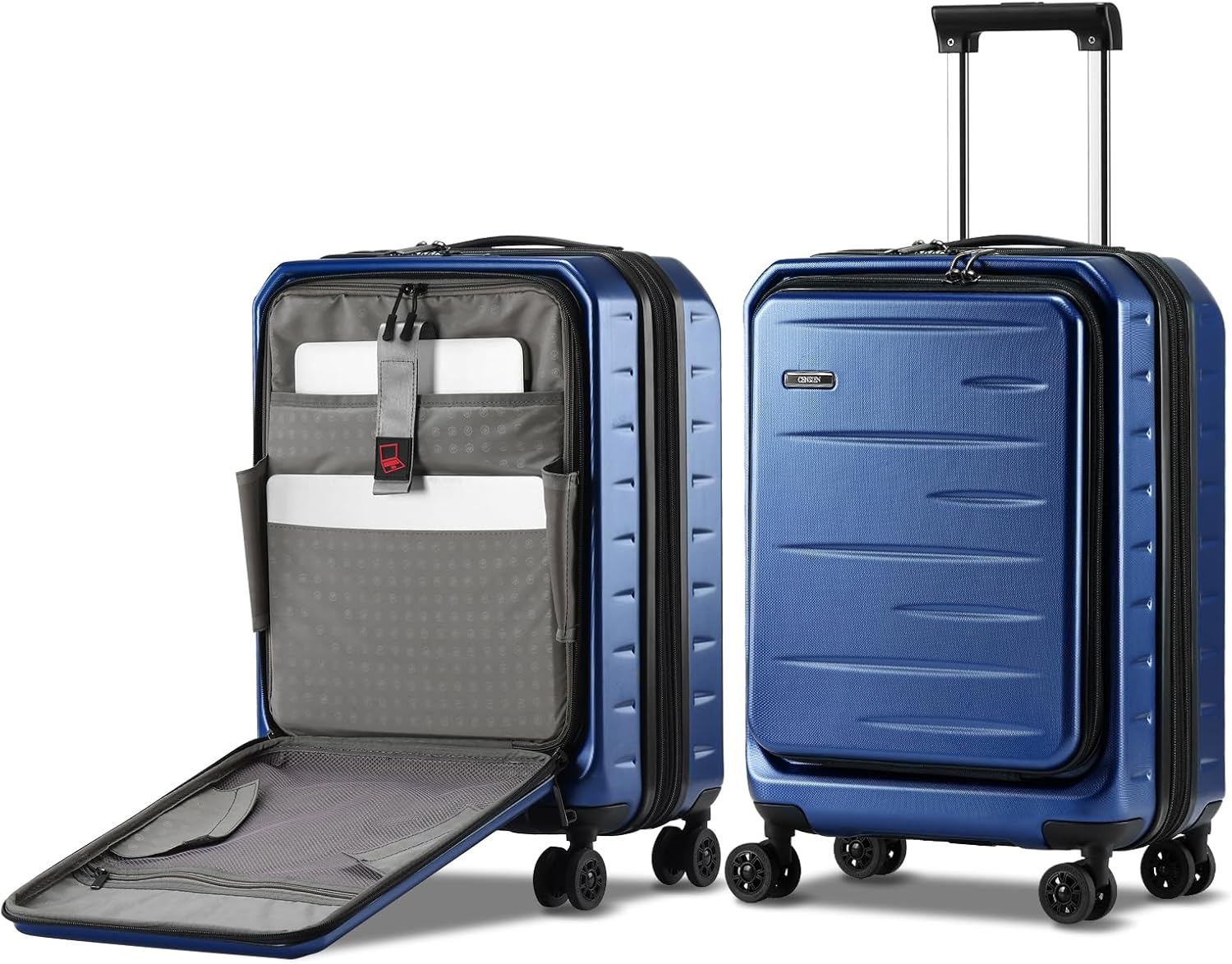 Perfect for quick trips, unisex expandable carry-on suitcase, hardshell, front pocket, TSA lock.