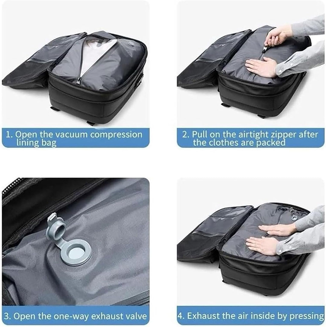 Travel smart with this expandable anti-theft backpack, perfect carry-on with a waterproof wet compartment.