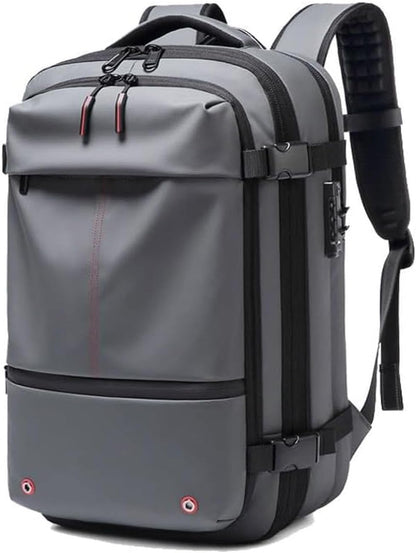 Versatile unisex travel luggage backpack with expansion, anti-theft security, and wet storage.