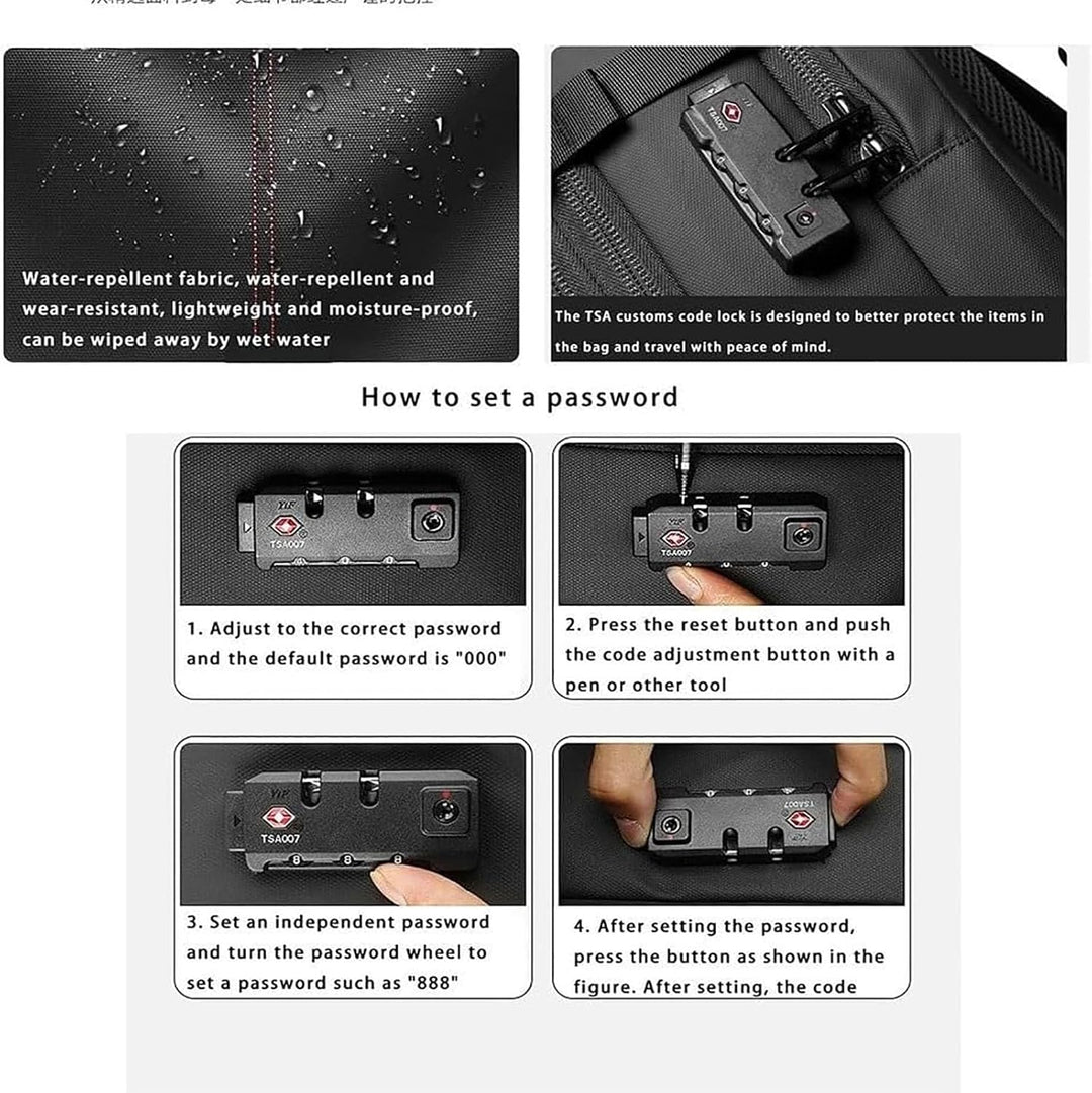 Anti-theft travel backpack, expandable & waterproof, featuring a convenient wet compartment.