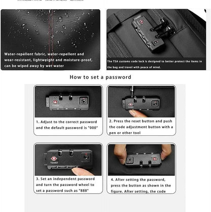 Anti-theft travel backpack, expandable & waterproof, featuring a convenient wet compartment.