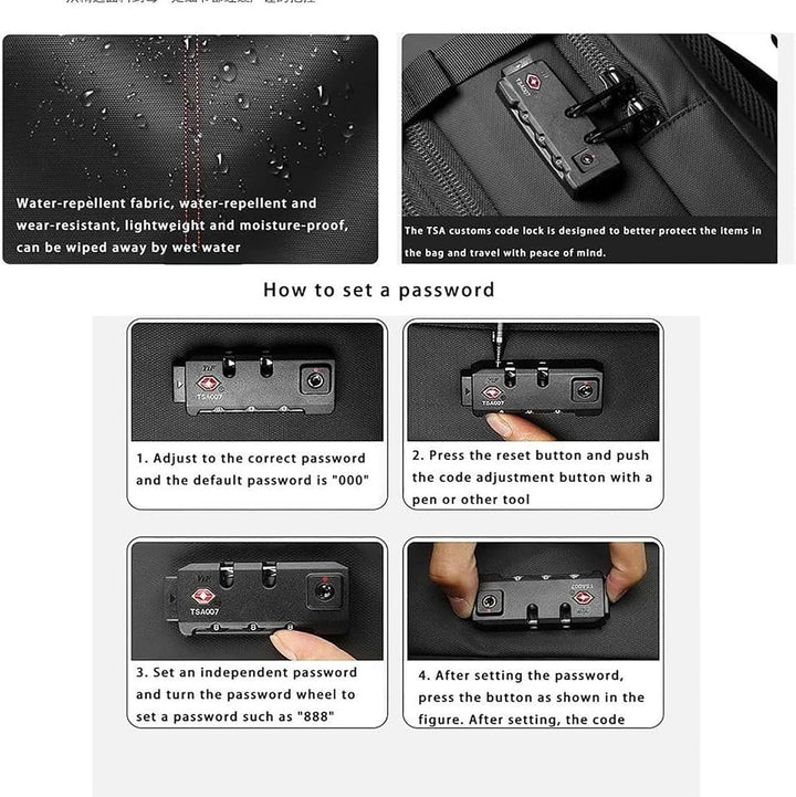 Anti-theft travel backpack, expandable & waterproof, featuring a convenient wet compartment.